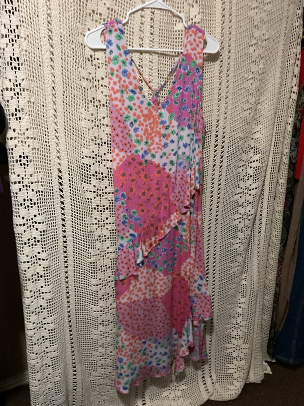 NWT Easel boutique patchwork ruffled asymmetric dress Medium